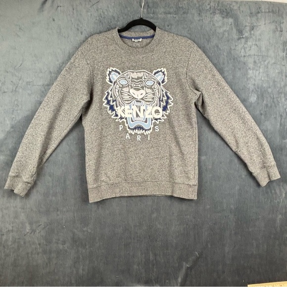 Kenzo Heather Gray Tiger Graphic Crewneck Sweater - Picture 1 of 10